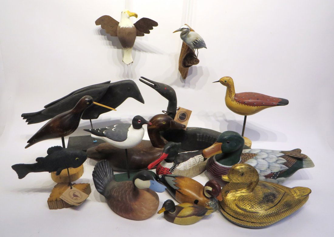 EIGHTEEN HAND CARVED DECOYS (1 of 10)