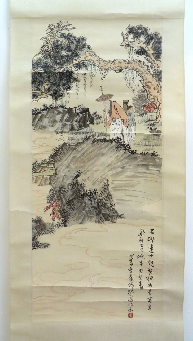 SCROLL OF AN ELDER AND STUDENT ALONG THE RIVER (1 of 6)