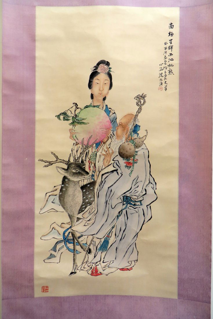 SCROLL OF WOMAN, IMMORTAL, AND DEER (1 of 9)