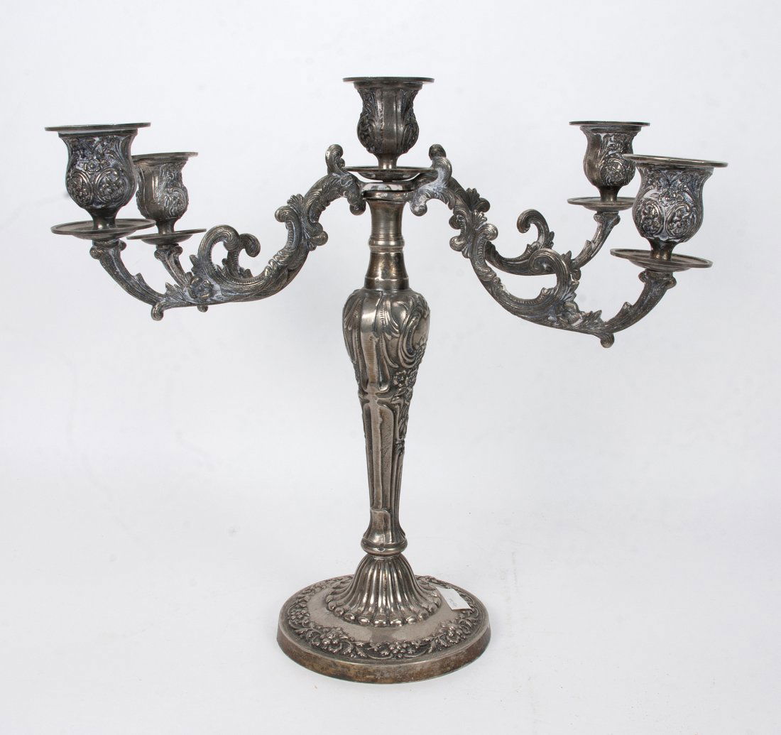 SILVER PLATE FIVE CANDLE CANDELABRA (1 of 4)