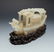 CHINESE WHITE JADE BOAT SCULPTURE - 7