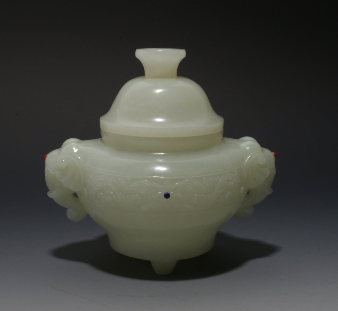 CHINESE WHITE JADE LIDDED CENSER (1 of 7)