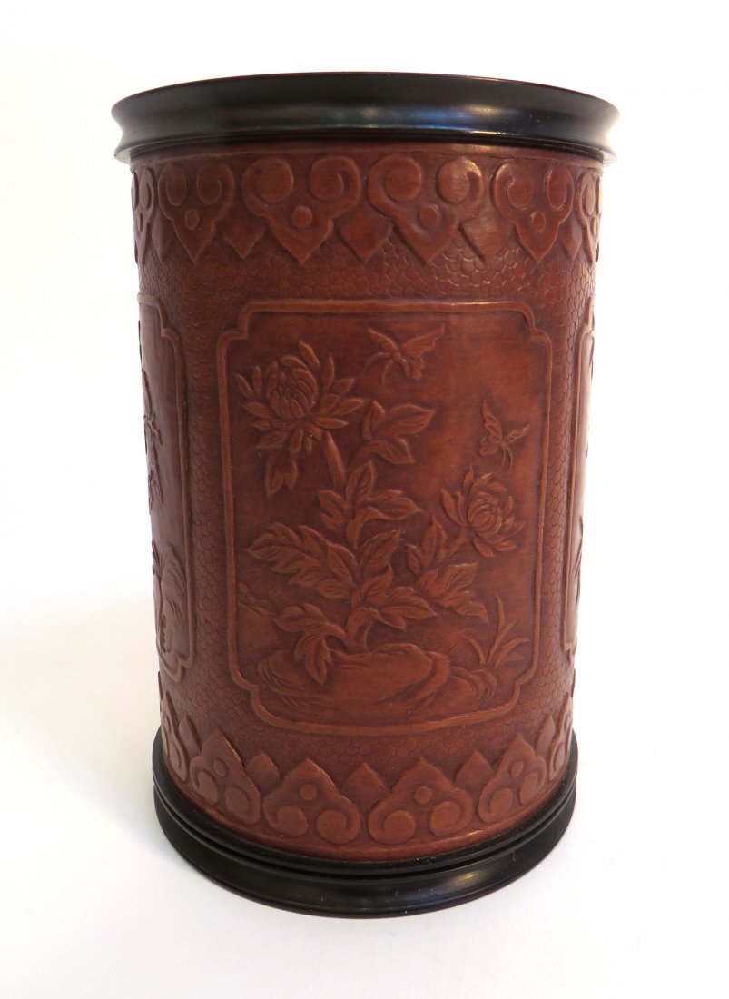 CHINESE 19TH CENTURY GOURD BRUSH POT (1 of 6)
