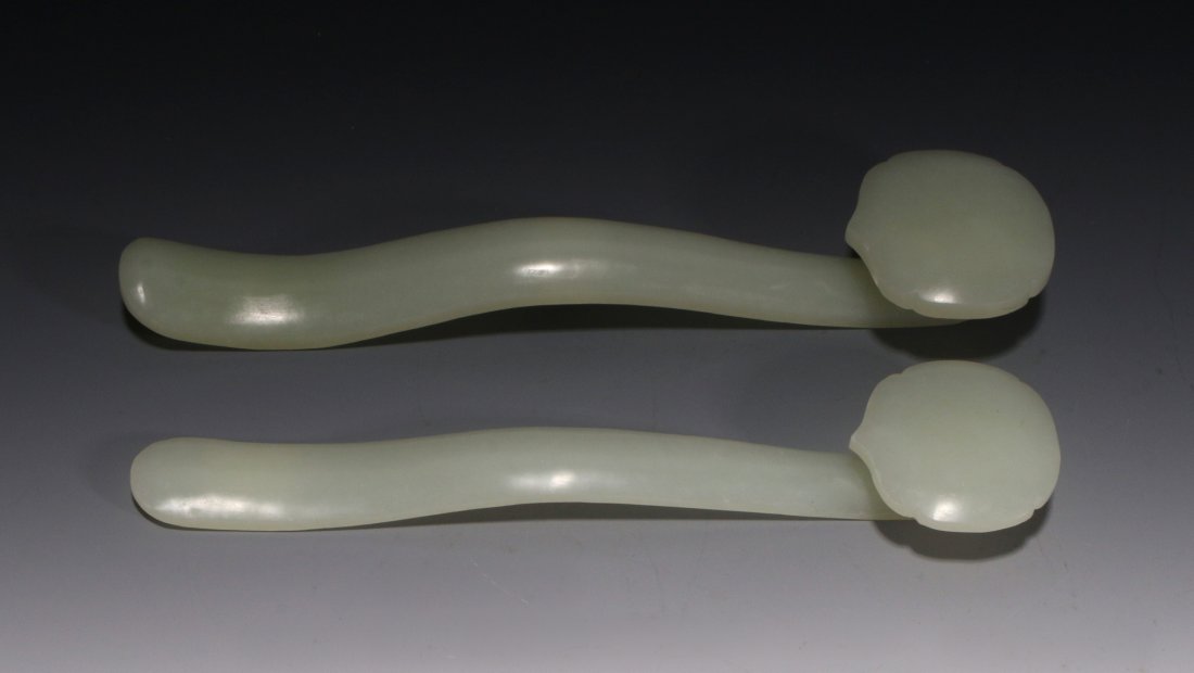 PAIR OF CHINESE WHITE JADE RUYIS (1 of 5)