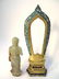 CHINESE JADE BUDDHA WITH A GILT BRONZE SHRINE - 8