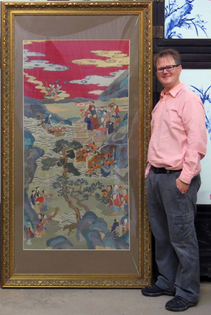 CHINESE KESI EMBROIDERY OF VILLAGE SCENE IN FRAME (1 of 10)