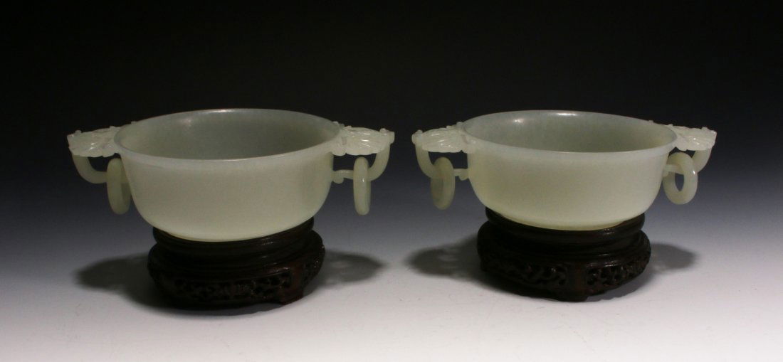 CHINESE PAIR OF WHITE JADE CUPS (1 of 8)
