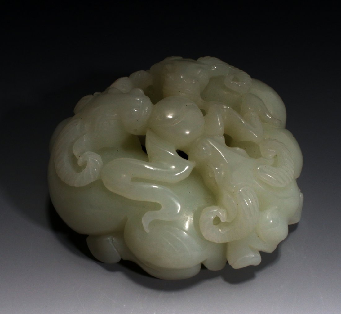 CHINESE CARVED JADE OF THREE RAMS (1 of 9)