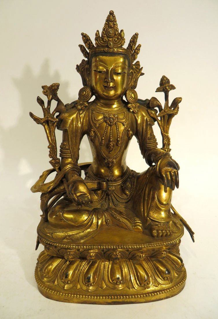 CHINESE MING DYNASTY GILT BRONZE BUDDHA (1 of 8)