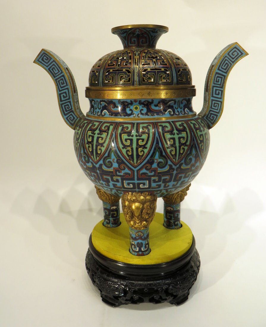 CHINESE CLOISONNE CENSER ON STAND (1 of 10)