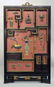 CHINESE ANTIQUE STONE, WOOD, ENAMEL TABLE SCREEN