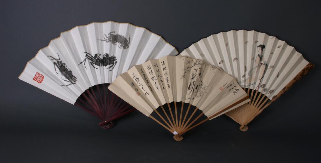 THREE CHINESE WATERCOLOR FANS (1 of 6)