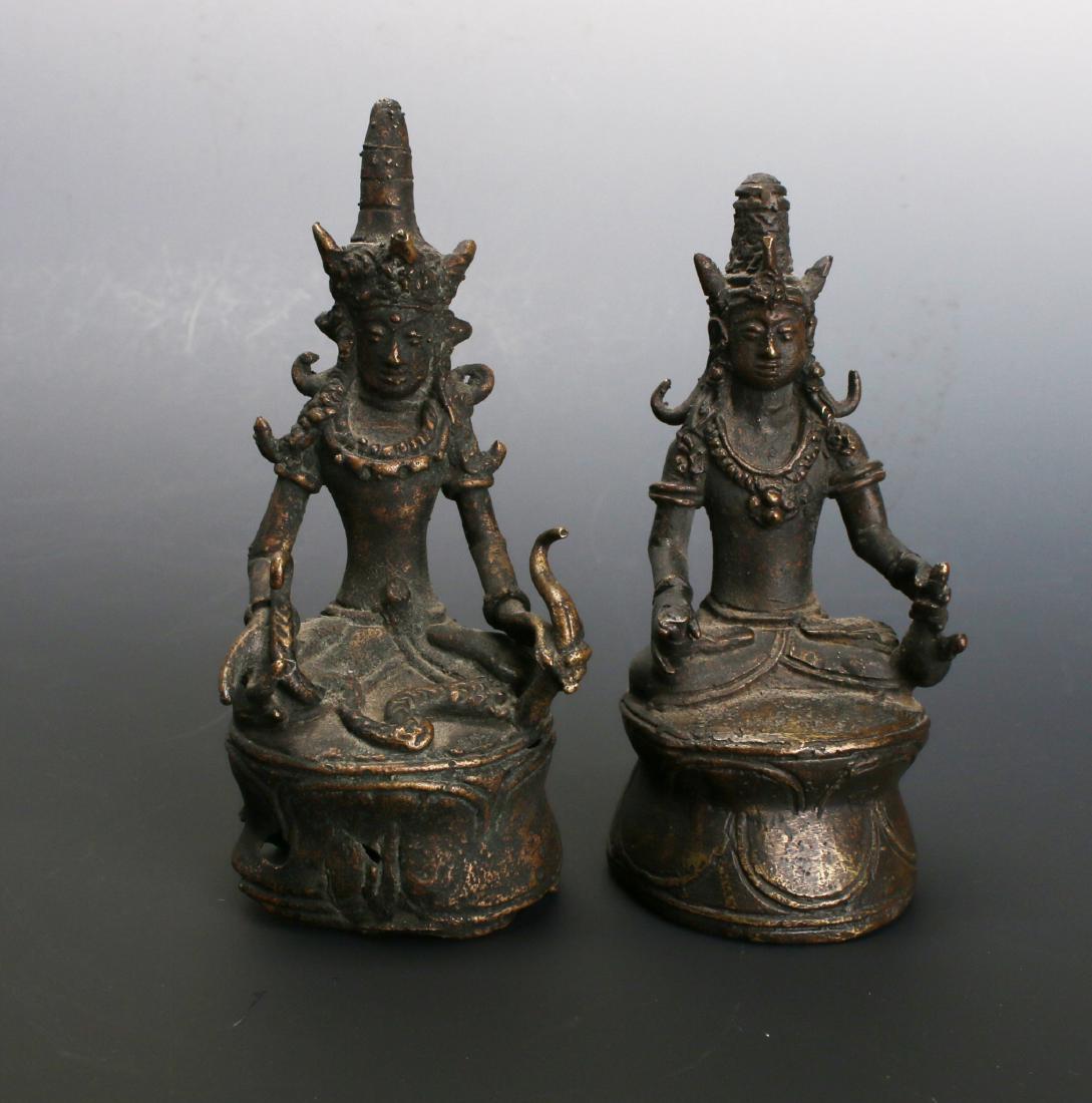TWO ANTIQUE BRONZE BUDDHAS (1 of 5)