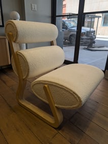 Modern Boucle and Ash Ergonomic Lounge Chair