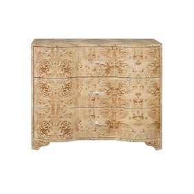 Plymouth Three Drawer Chest In Burl Wood With Acrylic Hardware