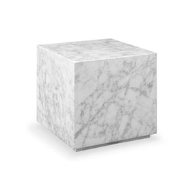 Carrara Marble Monolith 16" Cube Side Table - Square Set of 2