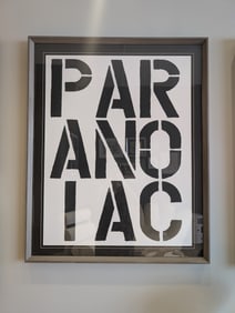 Framed print based on Christopher Wool's "PARANOIAC"