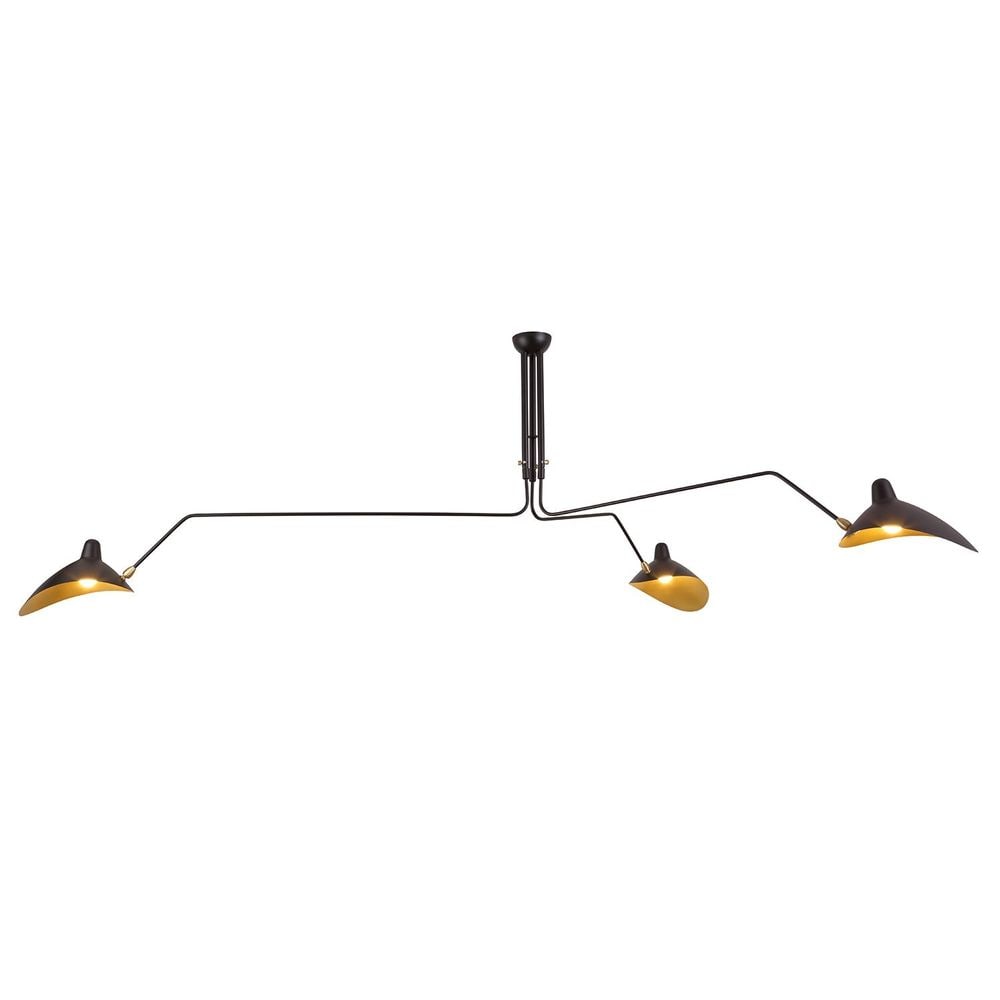 Three-Arm Mouille Inspired Ceiling Lamp - Gold Interior (1 of 5)