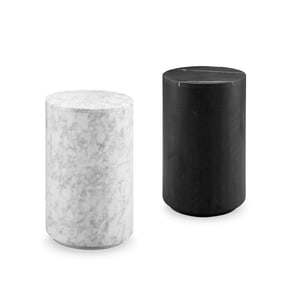Monolith Marble Drum Pedestal Side Table- White *