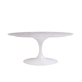 Carrara Marble Pedestal Coffee Table - 42 Oval