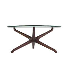 Sculpted Star Coffee Table with Round Glass Top