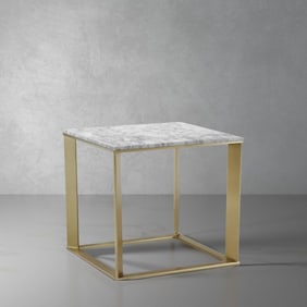 Carrara Marble Parma End Table - Brass