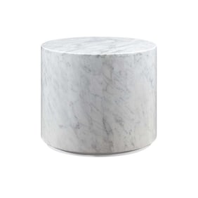 Carrara Marble Monolith Drum Side Table - Polished