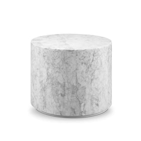 Carrara Marble Monolith Drum Accent Table