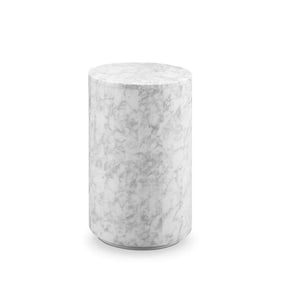 Carrara Marble Drum Pedestal Side Table 20.5 x 12 Dia