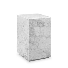 Carrara Marble Monolith Pedestal Side Table - Square