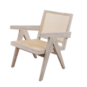 Jeanneret Styled Indoor/Outdoor Lounge Chair with Arms - Grey Teak
