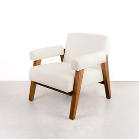 Style of Pierre Jeanneret Advocate Upholstered Lounge Chair