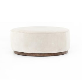Spencer Large Round Ottoman - Whistler Oyster Suede