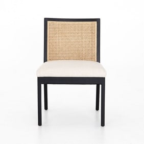 Thayer Cane Armless Dining Chair - Ebony / Savile Flax