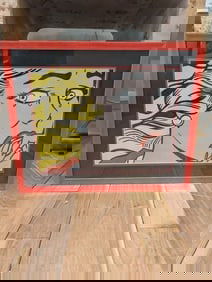 Roy Lichtenstein Crying Girl *: Red Framed Roy Lichtenstein Crying Girl Print