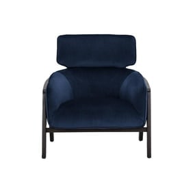 Maximus Armchair - Blue *: An armchair from our 5West collection that combines mid-century design elements with contemporary finishes. Stocked in metropolis blue fabric, an exposed brown wood frame completes the look.