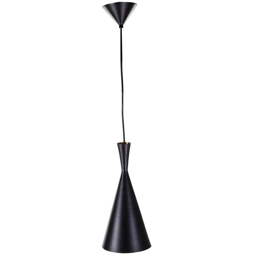 Beat Style Light Tall Cone Pedant - Black with Hammered Gold Interior (1 of 2)