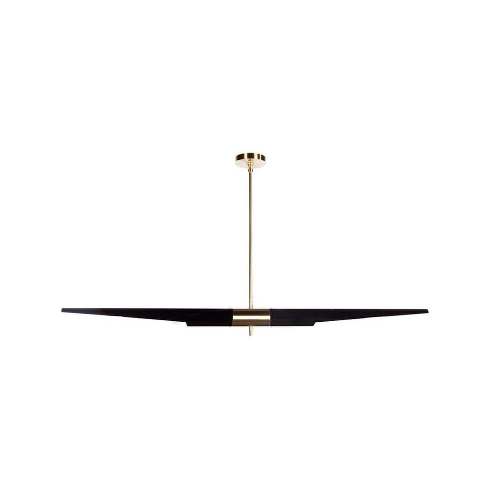 Modern Sollo Light: Overall Size: 21 - 72 H x 47 W x 6 D Shade Dimensions: 47 L x 3 W Canopy Dimensions: 2 H x 6 Diameter Cord Length: 1.5 Meters Materials: Aluminum, Steel Finish: Bl