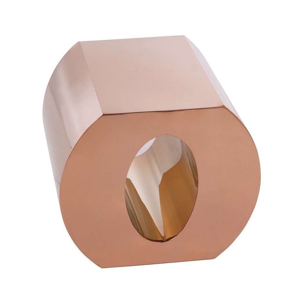Alphabet Side Table - O: Size: 17 H x 19 W x 17 D Material: Stainless Steel Finish: Polished Rose Gold Available Letters: A, E H, L, O, S, V Custom Finish and Shapes are Available on Request. Contact u
