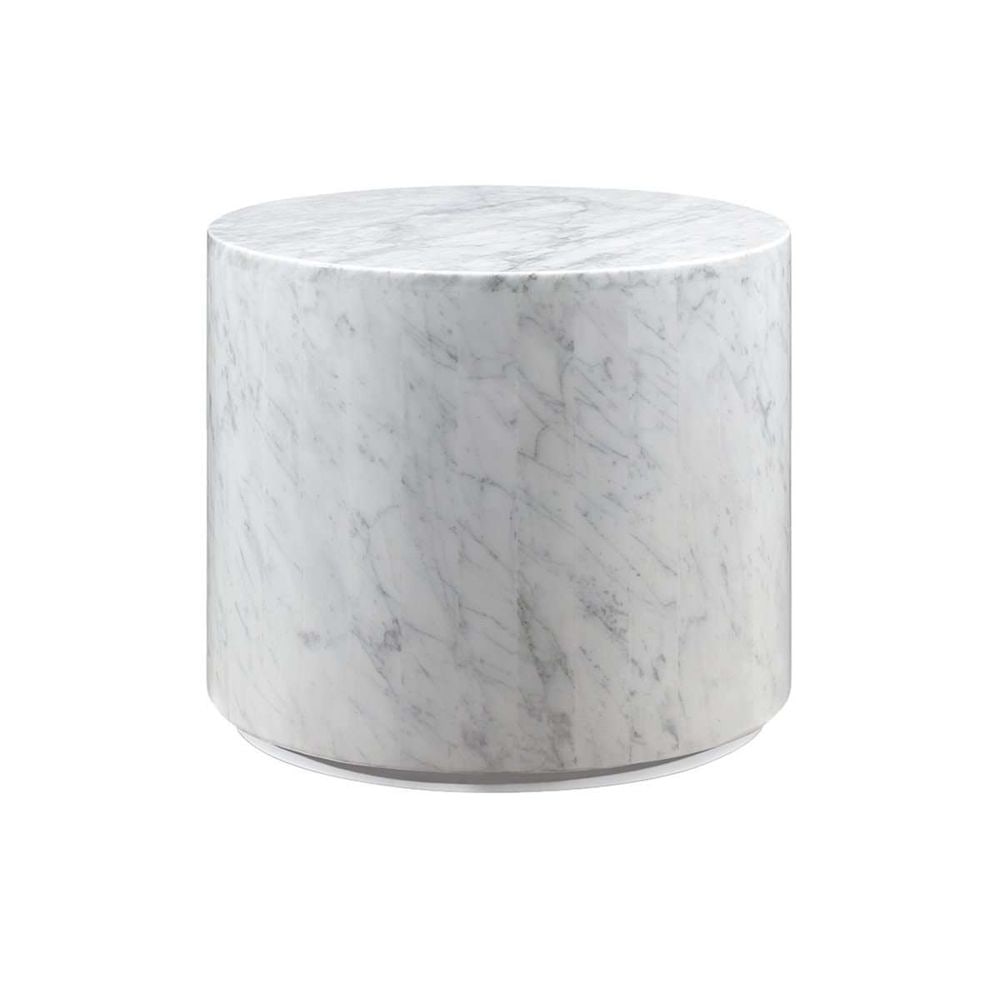 Carrara Marble Monolith Drum Side Table - Polished (1 of 5)