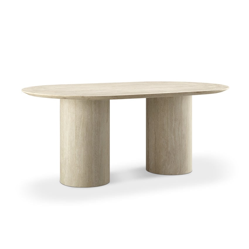 Bridie Oval Travertine Double Pedestal Dining Table (1 of 3)