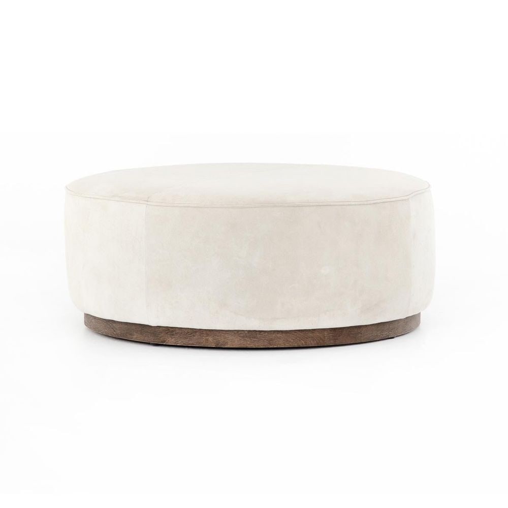 Spencer Large Round Ottoman - Whistler Oyster Suede (1 of 4)
