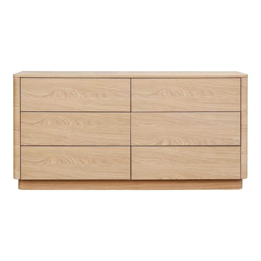 Round Off Dresser Light Oak Brown: Color: Brown Material: Walnut and oak veneer