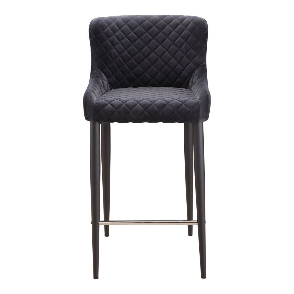 Etta Counter Stool Dark Grey: Color: Grey Material: Upholstery: 100% Polyester Velvet