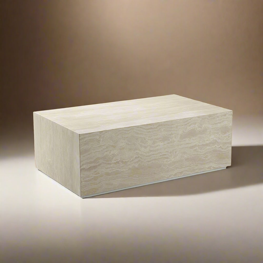 Travertine Inspired Rectangle Coffee Table - Large - 2