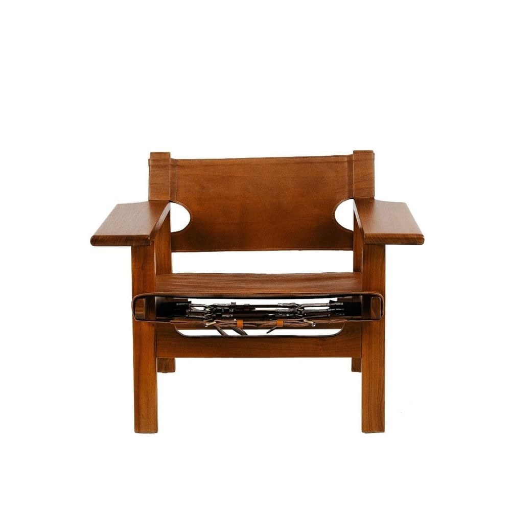 Spanish Style Chair with Leather Sling - Teak (1 of 3)