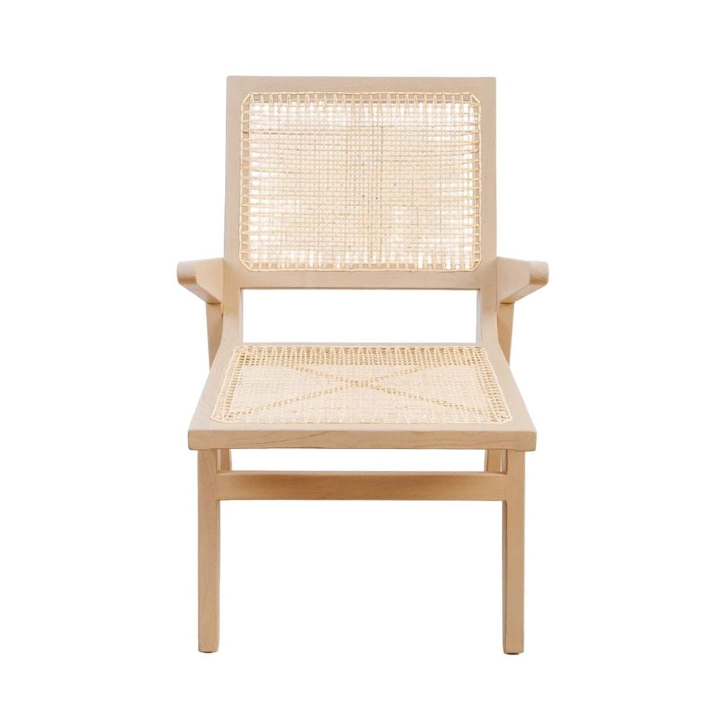 Jeanerret Inspired Compas Lounge Chair with Cane Seat and Back- Set of Two: "Dimensions: H31 x W21.75 x D29Seat Height: 14.76""Seat Depth: 19.88""Back Height: 17.32""Arm Height: 22.64""seat width: 19.29""Weight:18Materials: Teak and Cane"