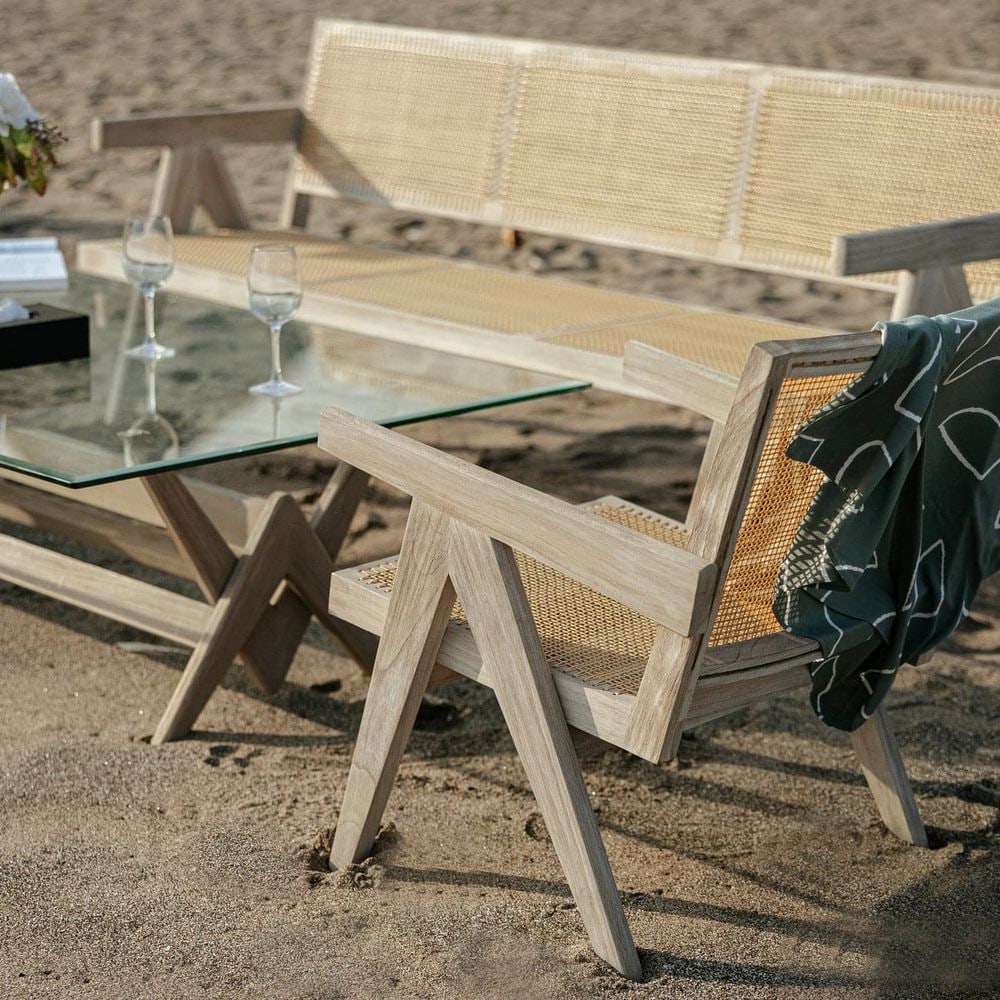 Jeanneret Inspired Indoor/Outdoor Lounge Chair with Arms- Grey- Set of two (1 of 3)