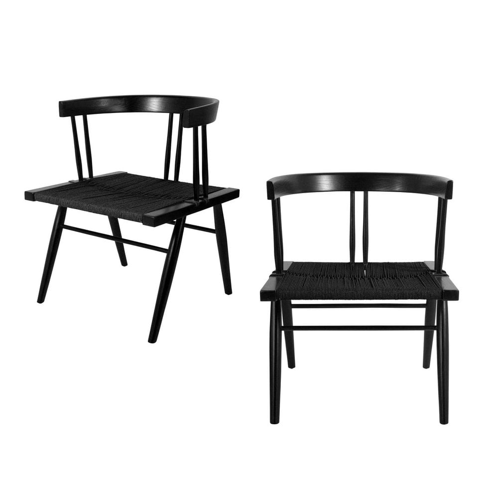 Naka Inspired Teak Chair - Black, Large- Set of Two (1 of 2)