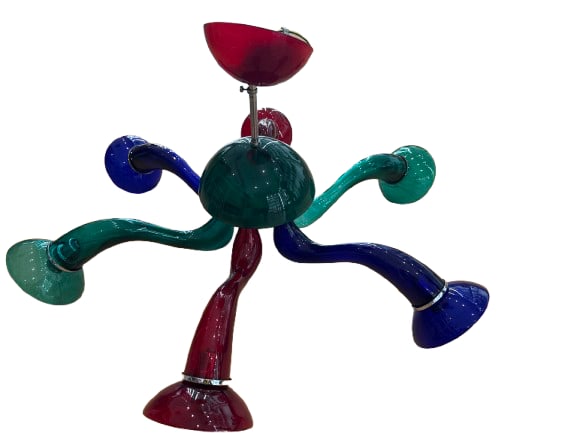 A Murano chandelier veart light: Exclusive Artemide / Veart Chandelier / chandelier. Design Giuseppe Righetto for Artemide/Veart Model Ducal 1990. All glass components are mouth blown by the master glass makers of Murano. 74